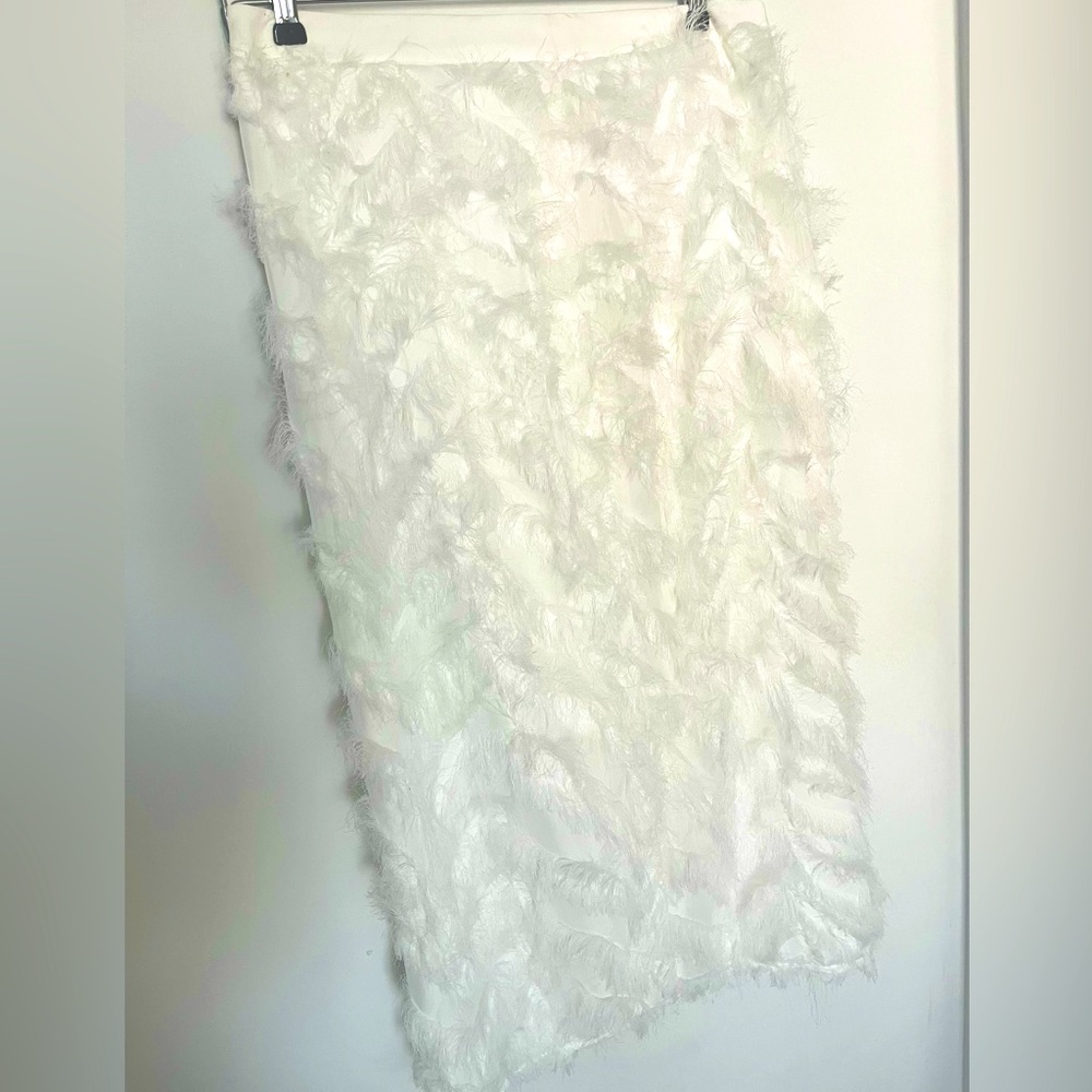 Feathered pencil skirt